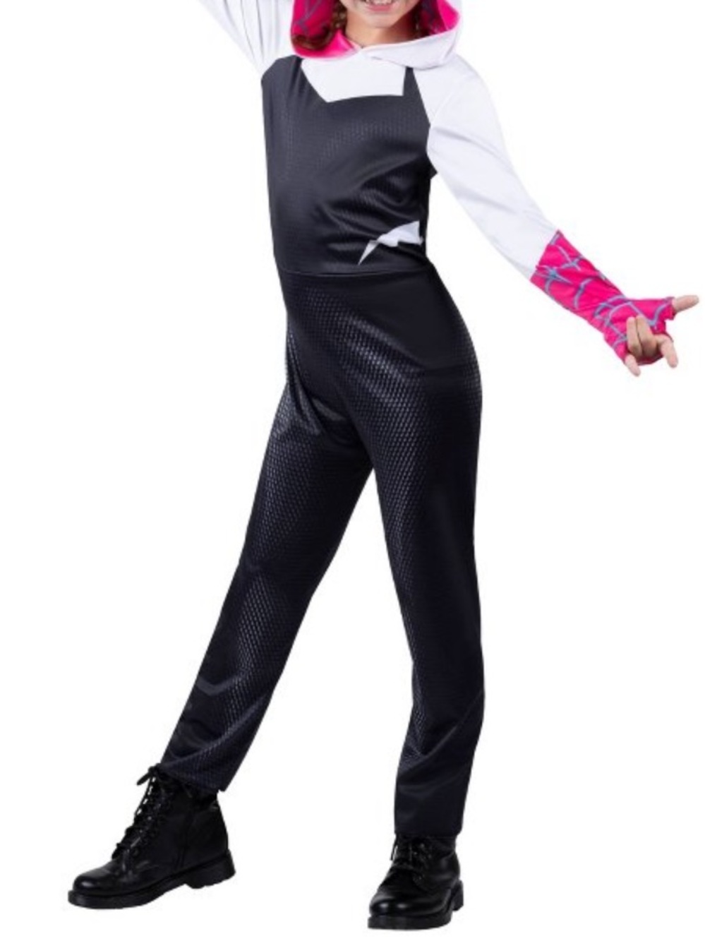 Spiderman Girls Black, White & Pink Spider-Gwen Style Costume